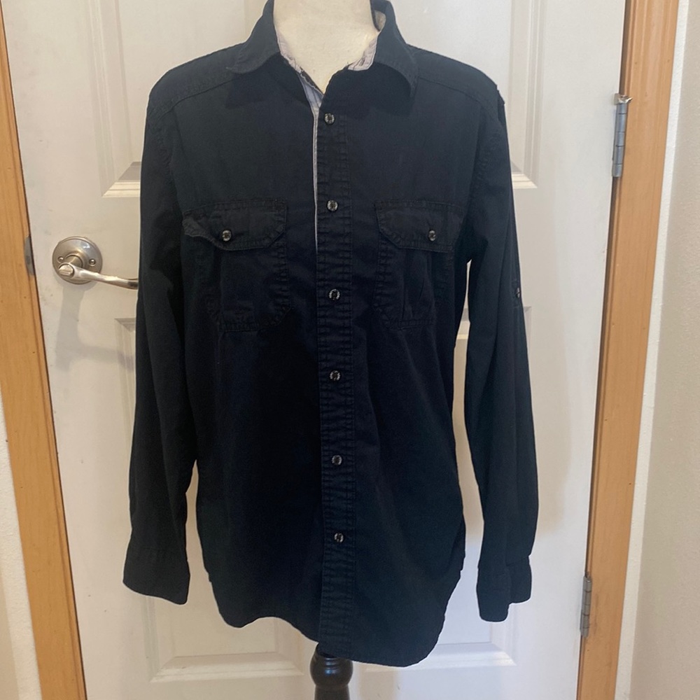PD&C Black Casual Button Down Shirt